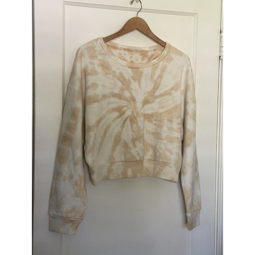 Reformation‎ Jeans Sweatshirt Women XL Beige Tan Tie Dye Crop Oversized Pullover